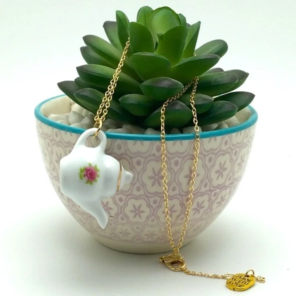 Bridgerton Ceramic Teapot Charm Necklace - Picture 9 of 13